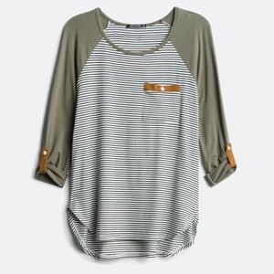 Pink Clover Madelene Roll Tab Knit Top